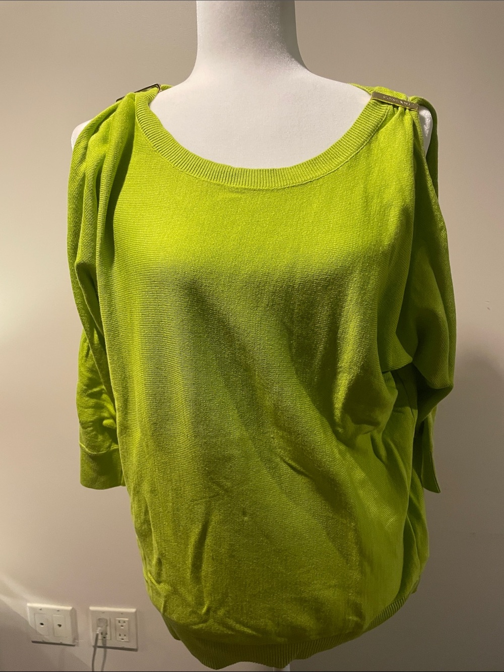 MICHAEL Michael Kors Lime Green Cold-Shoulder Sweater